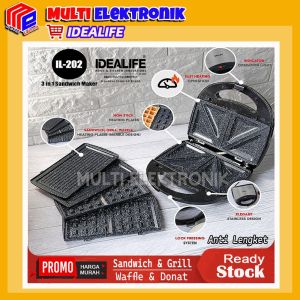 Idealife Toaster Pemanggang Roti dan Sandwich IL-202 / IL202 / IL 202 - Pemanggang Roti dan Sanswich Maker 4in1