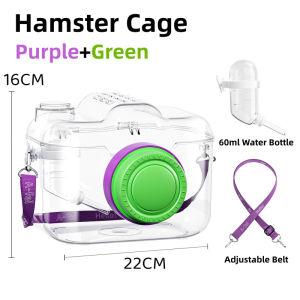 Portable Hamster Carrier Bag Camera Shape Transparent Pet Travel Cage Ventilated With Strap