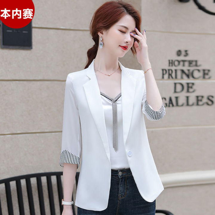 Korean Style Casual Chiffon Small Suit Jacket for Women Slim Fit