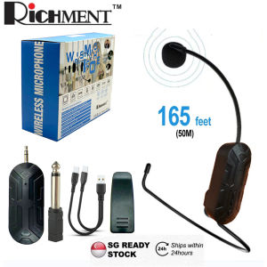 【✅SG Seller RICHMENT】4 in 1 2.4G Wireless Microphone UHF Wireless Headset Mic System Rechargeable Handheld & Wireless Receiver Lavalier Microphones Lapel Clip-on Microphone for Voice AmplifierPA SystemTeacher Tour GuidesFitness Instructor Outdoor