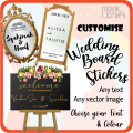 Stiker Kahwin Tunang untuk Cermin/Papan Kalis Air | Custom Wedding Welcome Board/Mirror Waterproof Vinyl Decal Sticker. 