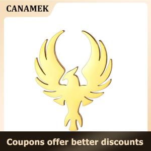 【 CANAMEK 】 Phoenix Brooch Pin Gold Color Stainless Steel Animal Badge Elegant Suit Collar Accessory for Formal Events