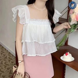 💥[A286] Áo sơ mi kiểu nữ 3 TẦNG HỞ VAI phối nơ tay ngắn cổ polo hàng Quảng Châu xinh xắn - L2M