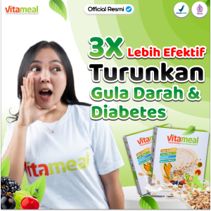 Vitameal Sereal Multigrain Anti-Kolesterol & Diabetes - Paket Penyegar Gula Darah dengan Psyllium & Stevia