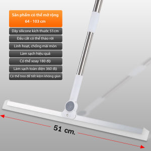 Chổi gạt nước sàn nhà cao cấp Cây gạt kính cầm tay đa năng xoay 360 độ lưỡi silicone mềm dẻo cán nhôm tùy chỉnh độ dài từ 64-103cm