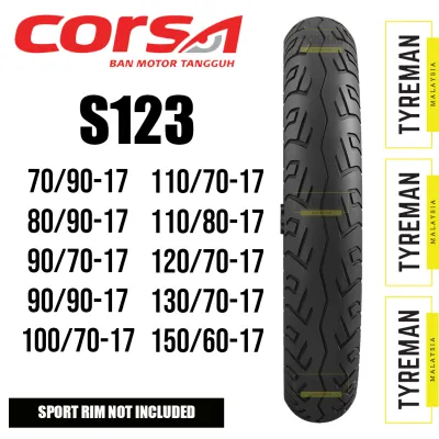 TAYAR MOTOSIKAL Corsa S123 70/90-17 > 150/60-17 for Y15LC135 Wave (BUNGA TAHAN LAMA KERAS) (2022/2023)