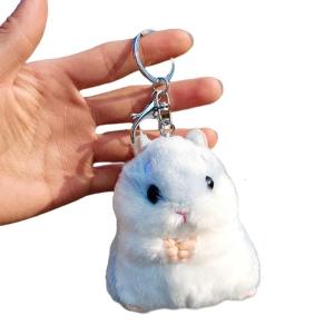 Lovely Hamster Soft Plush Cartoon Keychain Furry Doll for Bags and Keys Keyring Adorable Charm Birthday Gifts