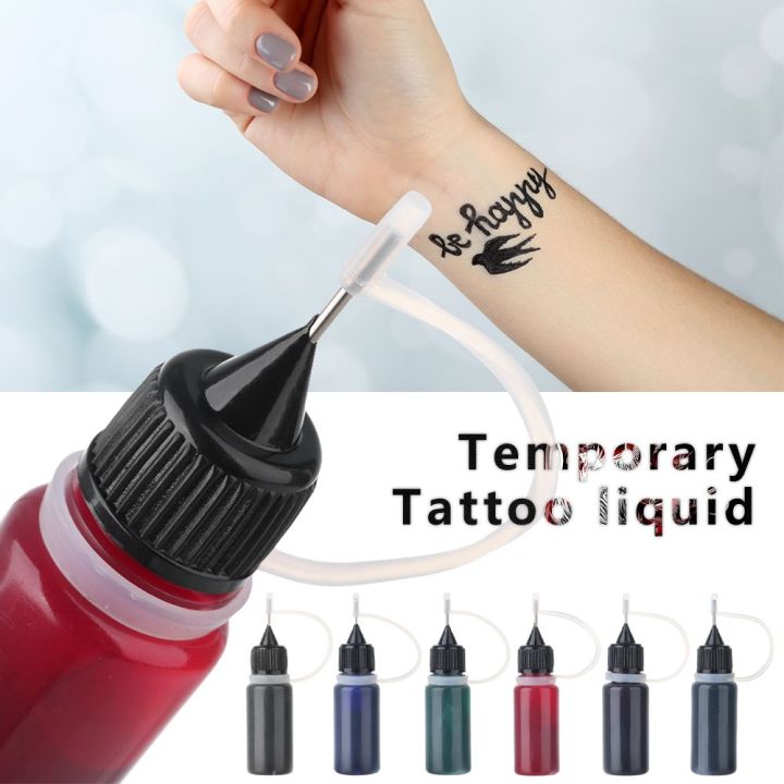 Temporary Tattoo Kit Jagua Gel Tattoos 4 Bottles Brown/Black/Red/  Purple(2oz) Semi-Permanent Tattoos Freehand Ink DIY Fake Freckles Tattoos  35 Pcs Free Tattoo Stickers Stencils