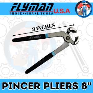 Flyman Pincer Pliers 8" with 1" Cutting Edge Rubber Handle Chrome Vanadium Steel High Quality Hand Tool
