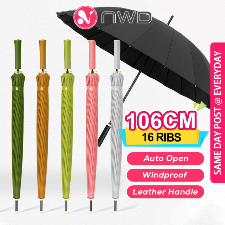 𝗦𝗨𝗣𝗘𝗥𝗜𝗢𝗥 𝗦𝗛𝗜𝗘𝗟𝗗 》16 Bones Windproof Long Handle Umbrella Automatic Open ...