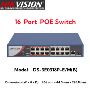 Hikvision CCTV POE Switch 4-Port/8-Port/16-Port Fast Ethernet Smart 300m long-range Transmission POE Switch For CCTV NVR