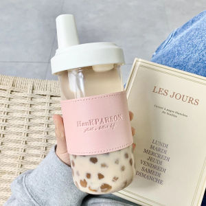 500ML Cute Pearl Milk Tea Straw Plastic Water Bottle With Cup Cover Women Large Capacity Juice Boba Milk Tea Cup Drop-proof