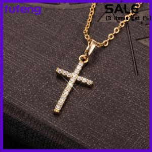 fufeng Simple Fashion Cross Pendant Clavicle Chain Cross Dangle Necklace Punk Hip Hop Jewelry For Men Women Gift