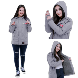 Jaket Taslan waterproof Blazer Hoodie Wanita  Rebel ID -GIBRANSTORE