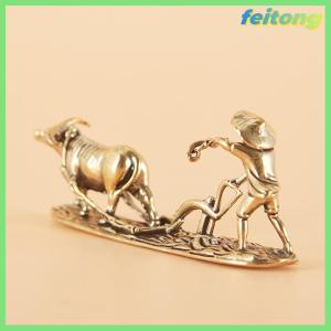 【feitong】🚕🚕【HOT SALE】 1 Piece cổ điển trang trí nhà bộ sưu tập của trà Pet Brass khắc handholds kim loại Thủ công mỹ nghệ cũ nông dân và bò phòng khách trang trí