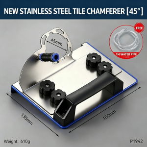 45 Degree Tile Chamfering Tool Angle Grinder Stand Bracket Stainless Steel Tile Beveling Cutter Attachment for 100 Type Angle Grinder with 1m Water Hose Angle Grinder Stand For Tile 45° Chamfer Cutting Adjustable Angle Grinder Bracket Compatible UN