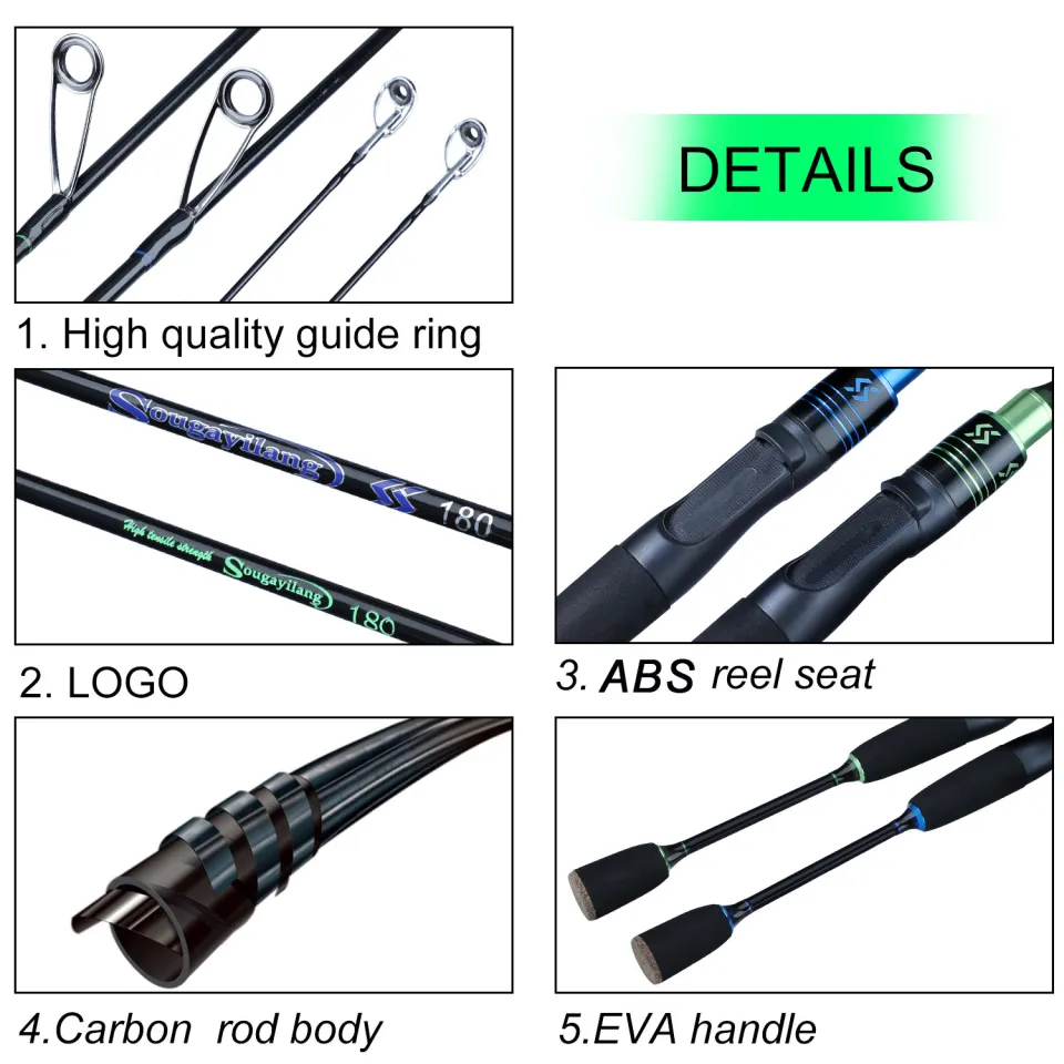 Sougayilang 1.8m 2.1m Fishing Rod Portable 2 Sections Spinning