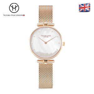 รับประกัน 2 ปี VICTORIA HYDE London นาฬิกาควอตซ์วงเหล็กสแตนเลสนาฬิกาสีโรสโกลด์กันน้ำสำหรับผู้หญิงรับประกัน2ปี
