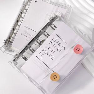 GINKG 5-Hole M5ตัวยึด หลายสี โปร่งใสโปร่งใส เครื่องผูกมินิ แฟชั่นสำหรับผู้หญิง หัวเข็มขัดคู่ โน้ตบุ๊คใบหลวม นักเรียนก็อก