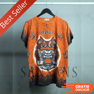 NEW - baju barong bali - lengan pendek - pria dan wanita - bahan katun adem - kaos bali premium motif singa warna