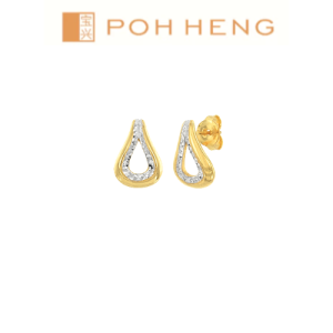 Poh Heng Jewellery 22K Elegance Omega Earings in Yellow White Gold[Price By Weight]
