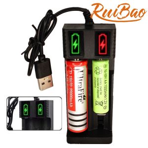 Nagada USB Pengisi Baterai / Charger Casan Baterai Alat Pengisi Daya 2 Slot 18650 / AAA / AA