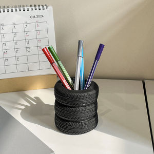 Creative Tire Pen Holder Bucket Large Capacity Makeup Container Student Stationery Storage Box Desktop Organizer