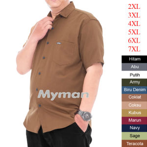 KEMEJA BIGSIZE 2XL 3XL 4XL 5XL 6XL 7XL hem lengan pendek polos jumbo pria dewasa terbaru ld 130 140