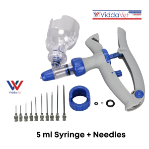 Automatic continuous syringe + 10 pcs stainless needles for livestock veterinary medicine automatic syringe injector