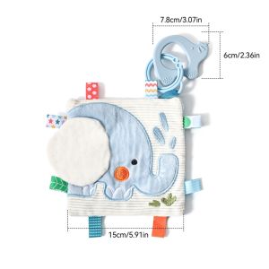Baby Soothing Blanket Early Learning Baby Toy Rabbit Sensory Soothing Blanket Plush Cartoon Rabbit Book with Silicone Teether2026