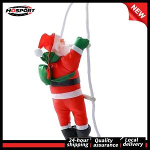 【HOSPORT】 Holiday Home Decoration Santa Claus Climbing Rope Ornament Perfect for Christmas Garden and Indoor Festive Decor Red and White Colors