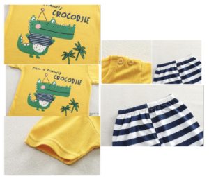 2PCS Kids Short Sleeve T-Shirt Shorts Set |  Baju Kanak Kid Cloth Boys Girls Cute Clothing Summer Wear Children Fashion