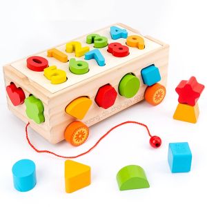 Đồ chơi xe thả hình khối bằng gỗ cho bé - Đồ chơi montessori