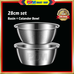 PDM Premium 304 Stainless Steel Vegetable Drain Basket Colander Bowl Strainer 20 22 24 26 28 30 32 34 36 38 40cm
