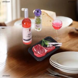 [COD] yixiayun 5Pcs Simulated Steak Pasta Plate Knife And Fork Model Kit Dollhouse Kitchen Food Decoration Toy DIY Accessories