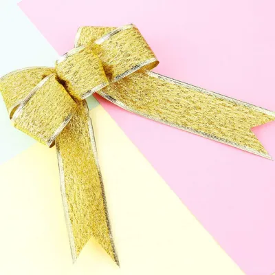 Big Size 25cm Red Silver Gold Sparkling Glitter Christmas Ribbon Bow Christmas Tree Decoration Handmade Christmas Ornament