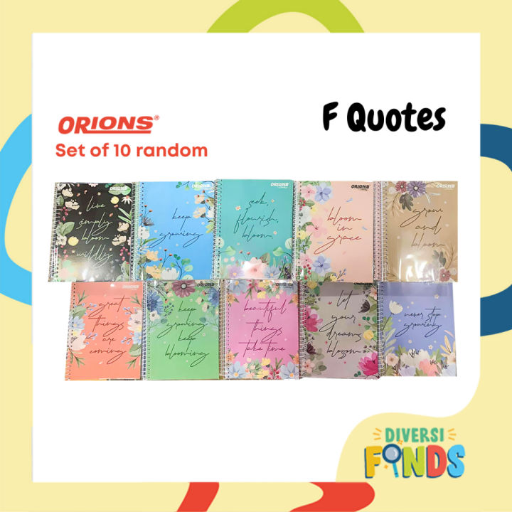 Orions F QUOTES SPIRAL Notebook W/Plastic Jacket 80lvs- Set of 3, 6, 10