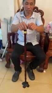 Elderly Cane Solid Wood Cane Anti-Slip Four-Legged Wooden Lightweight Walking Stick Elderly Walking Stick Wooden Cane Handrail Stick