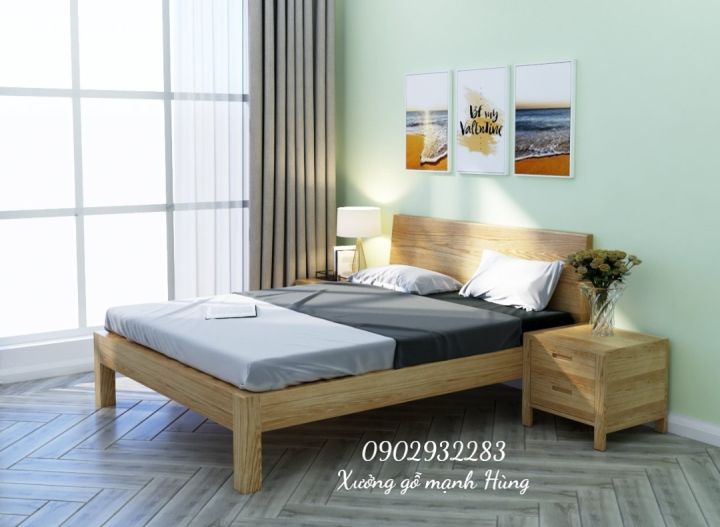 Giường ngủ gỗ sồi mẫu đơn giản vai to, hàng giá xưởng báo chất lượng ...