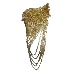 GOLDVAULT Fringed Design Crystal Beads Patch Heavy Industry Embroidery Removable Decoration Tassels Applique Clothing Sticker Beaded Uniform Three-Dimensional Pendant DIY Wedding Dress