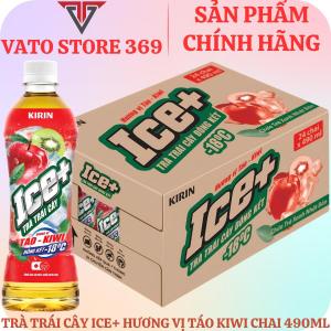 Trà trái cây đông kết KIRIN ICE+ hương vị táo kiwi chai 490ml
