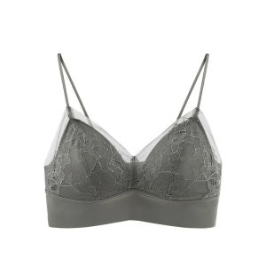 INTIMA Seamless Bra for Women French Lace Beauty Back Underwear Wireless Comfortable Bralette Tank Top Camisole Ultra-thin Triangle Cup