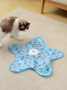 Electric Cat Interactive Hide and Seek Game Cover with Bird Chirpping Motion Activated Moving Concealed Feathers USB Rechargeable Kitten Teaser Toy