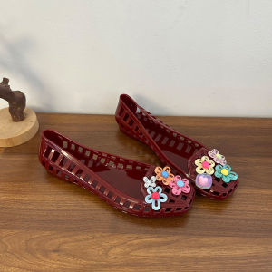 IELGY 2025 Korean Jelly Crystal Slipper Flat Bottom Shallow Square Toe Cutout Lazy Transparent DIY Summer Womens sandals