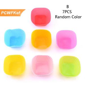 【PCWFKef】 7 cái lốc Silicone bánh cup hình tròn muffin cupcake nướng khuôn Nhà Bếp Nấu Ăn Cung cấp bánh trang trí công cụ