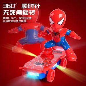 Spider-Man Superhero Electric Skateboard with 360° Rotating Action and Musical Features for Kids Mainan Budak Lelaki Hadiah