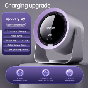 Portable Circulating Fan 100 Speed High-speed Turbine Fan 4000mAh Camping Fan USB Rechargeable Digital Display Wall Mounted Desktop Fan