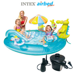 Intex สระสไลเดอร์จระเข้น้อย 2.01x1.70x0.84 ม. รุ่น 57165 + ที่สูบลมไฟฟ้า