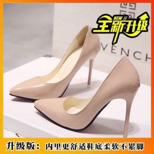 Free Shipping Ultra-High Stiletto High-Heeled Shoes For Women Patent Leather New Spring Model Shiny Pointed Leather Shoes Solid Color Casual Shoes