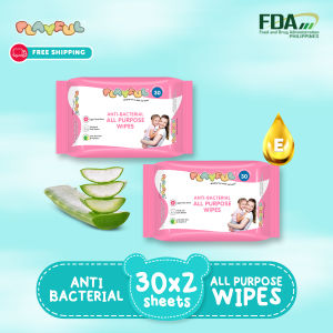 Playful Anti Bacterial All Purpose Wipes 30 Sheets Pack of 2